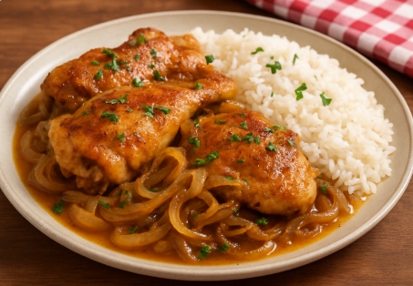 Frango na Cebola Caramelizada