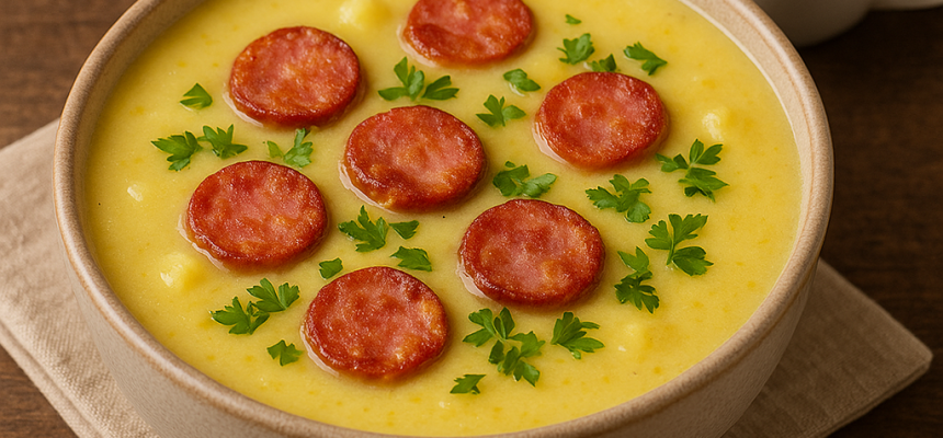 Sopa Cremosa de Batata com Calabresa