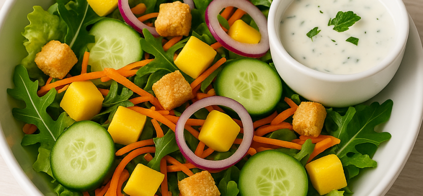 Salada Tropical com Molho de Iogurte