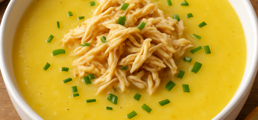 Sopa de Mandioquinha com Frango e Cebolinha