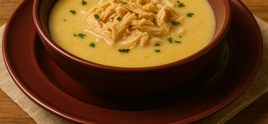Caldo Cremoso de Batata com Frango e Requeijão