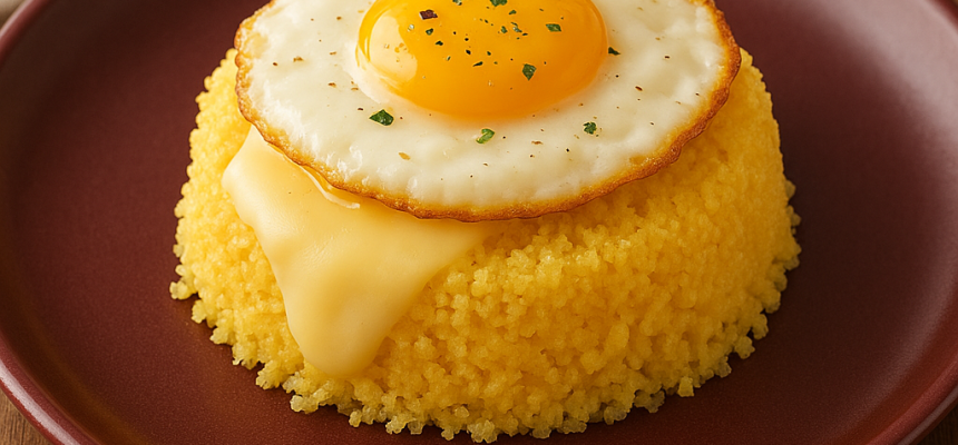 Cuscuz Nordestino com Ovo e Queijo na Manteiga de Garrafa